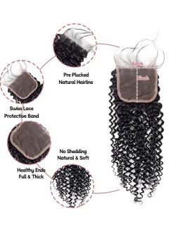4x4 Water Wave Lace Closure Human Hair