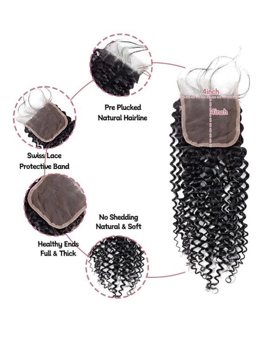 4x4 Water Wave Lace Closure Human Hair