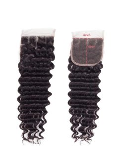 Brazilian Virgin Hair 4x4 HD Lace Closure Transparent Deep Wave