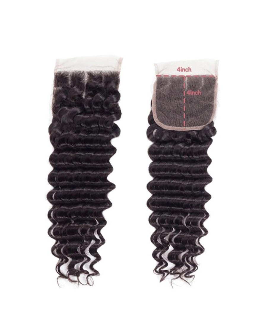 Brazilian Virgin Hair 4x4 HD Lace Closure Transparent Deep Wave