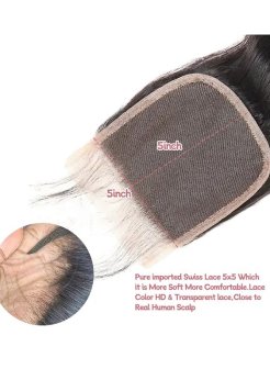Brazilian Virgin Hair 5x5 HD Lace Closure Transparent  Loose Wave Human Hair