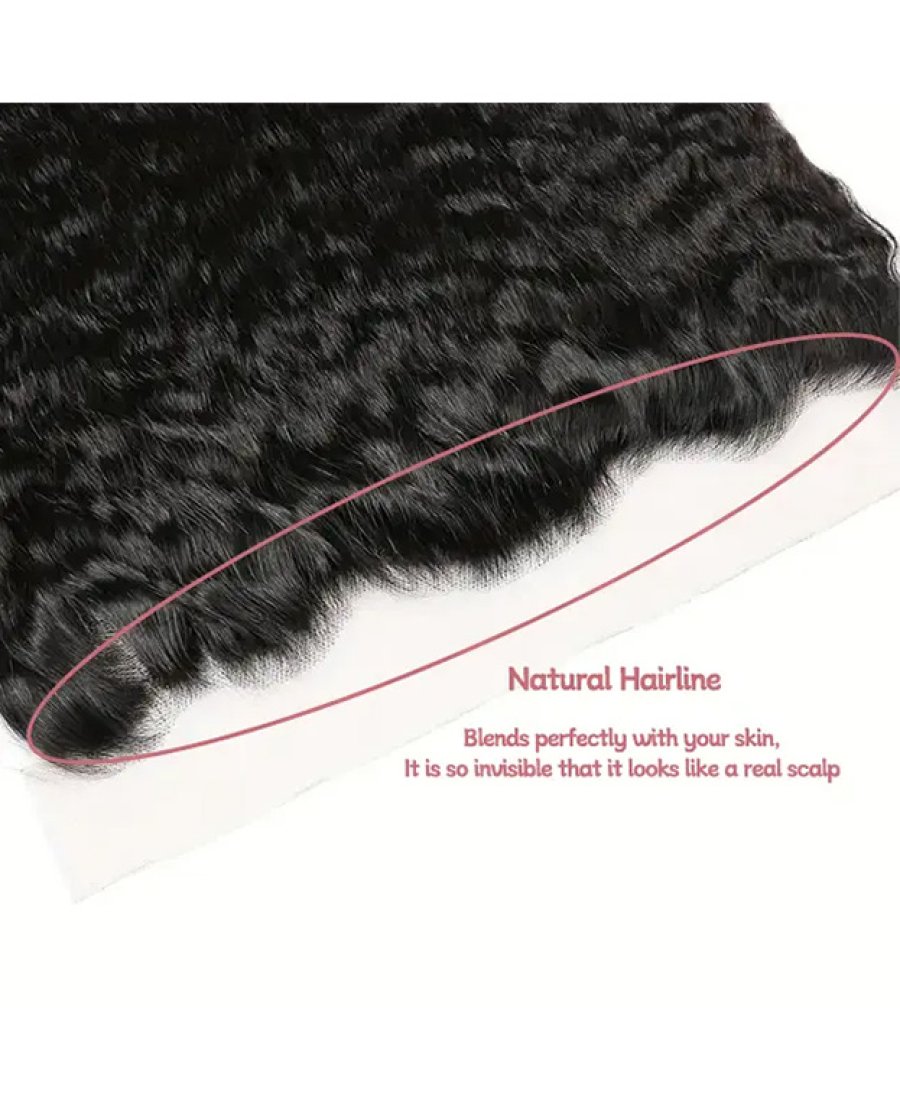 13x4 Lace Frontal Human Hair Bleached Knots Kinky Straight