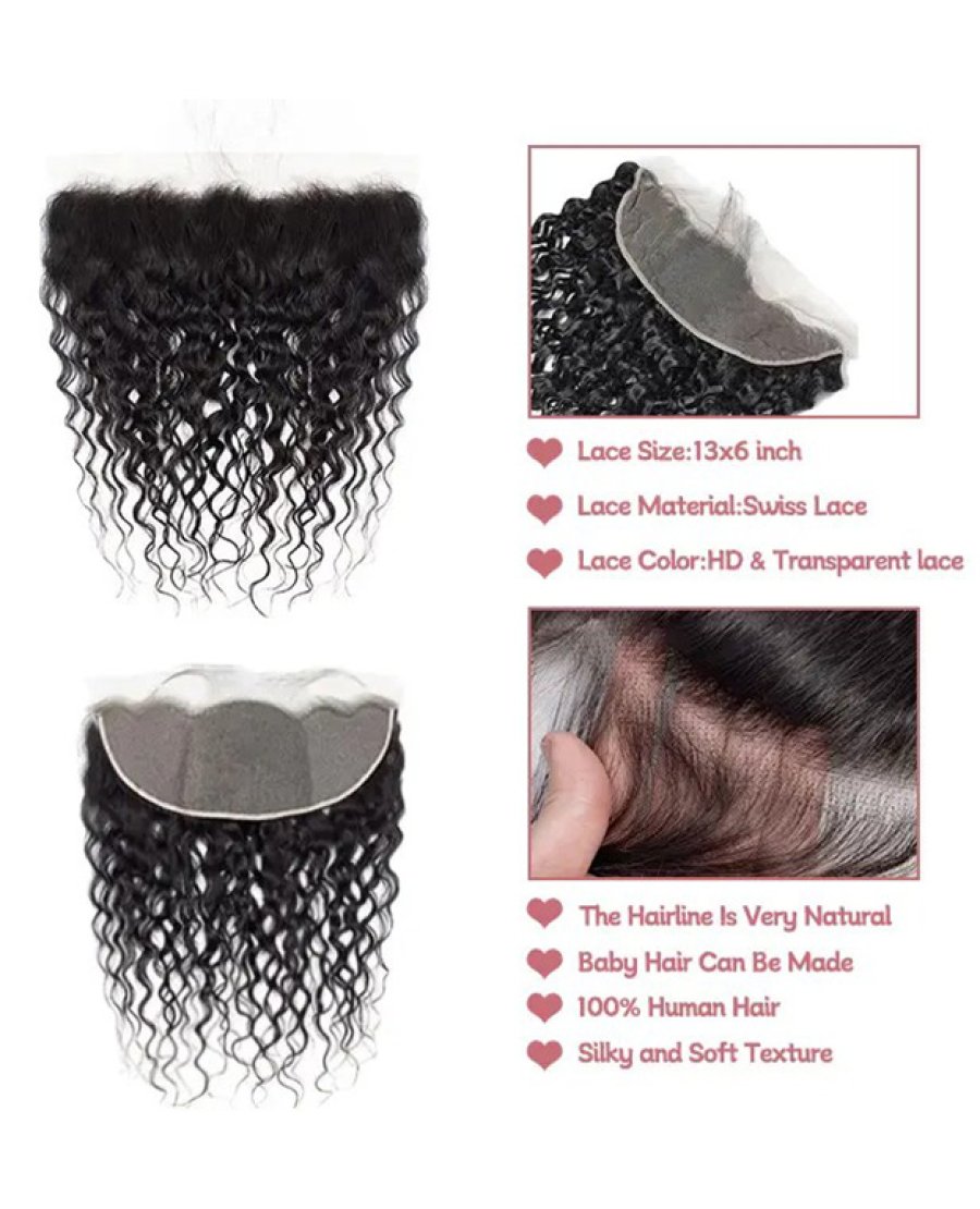 Transparent Lace 13x6 Frontal Virgin Human Hair Water Wave