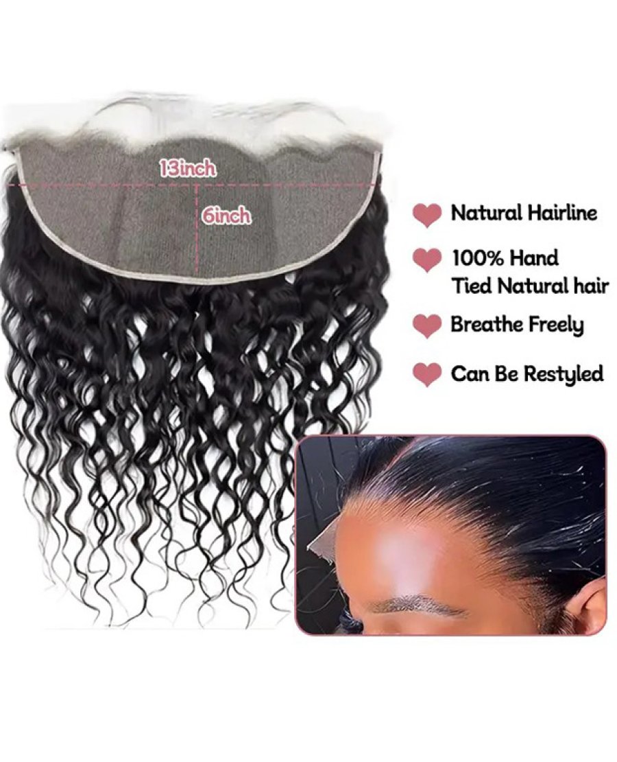 Transparent Lace 13x6 Frontal Virgin Human Hair Water Wave