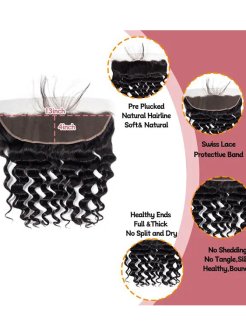 HD Transparent 13x4 Lace Frontal Straight Human Hair Loose Deep Wave
