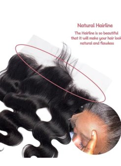 13x6 Lace Frontal Human Hair Pre Plucked Bleached Knots Body Wave 1B