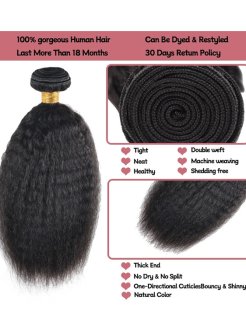 kinky straight virgin 100% human hair bundles