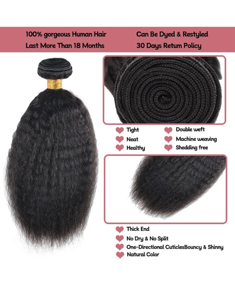 kinky straight virgin 100% human hair bundles