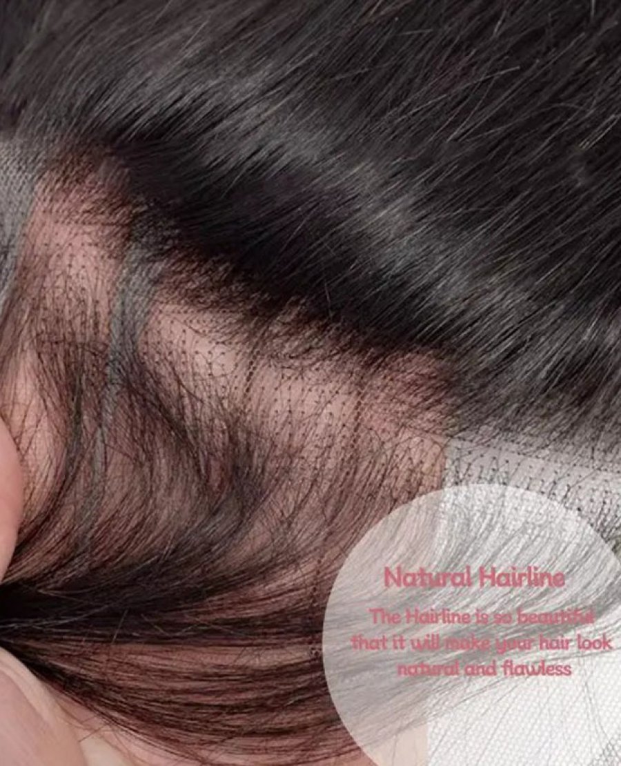 13x6 Lace Frontal Straight Human Hair Natural Black 4 Extra Lace Area
