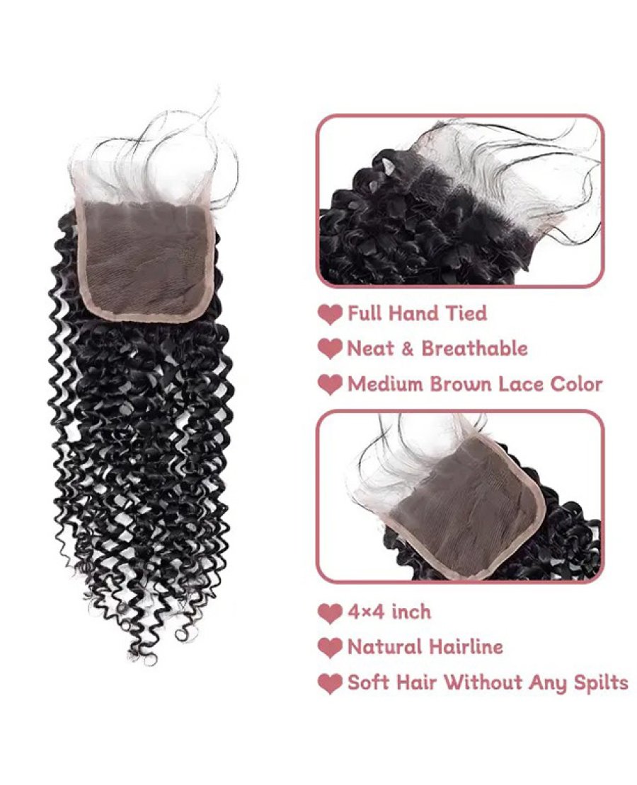 4x4 Water Wave Lace Closure Human Hair