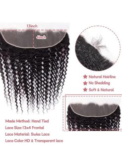 13x4 Lace Frontal Human Hair Pre Plucked Bleached Knots Deep Curly