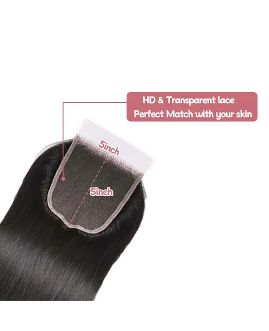 Brazilian Virgin 5x5 Lace Closure Straight Human Hair