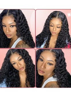 Human Hair Water Wave 13x4 Lace Frontal Pre Plucked Hairline Bleached Knots