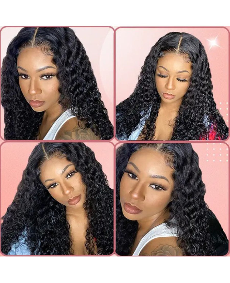 Human Hair Water Wave 13x4 Lace Frontal Pre Plucked Hairline Bleached Knots