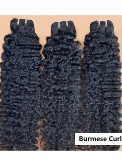 12A double drawn burmese curly virgin 100% human hair bundles