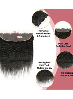 13x4 Lace Frontal Human Hair Bleached Knots Kinky Straight