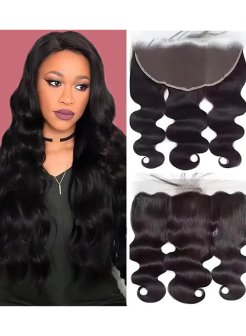 13x6 Lace Frontal Human Hair Pre Plucked Bleached Knots Body Wave 1B