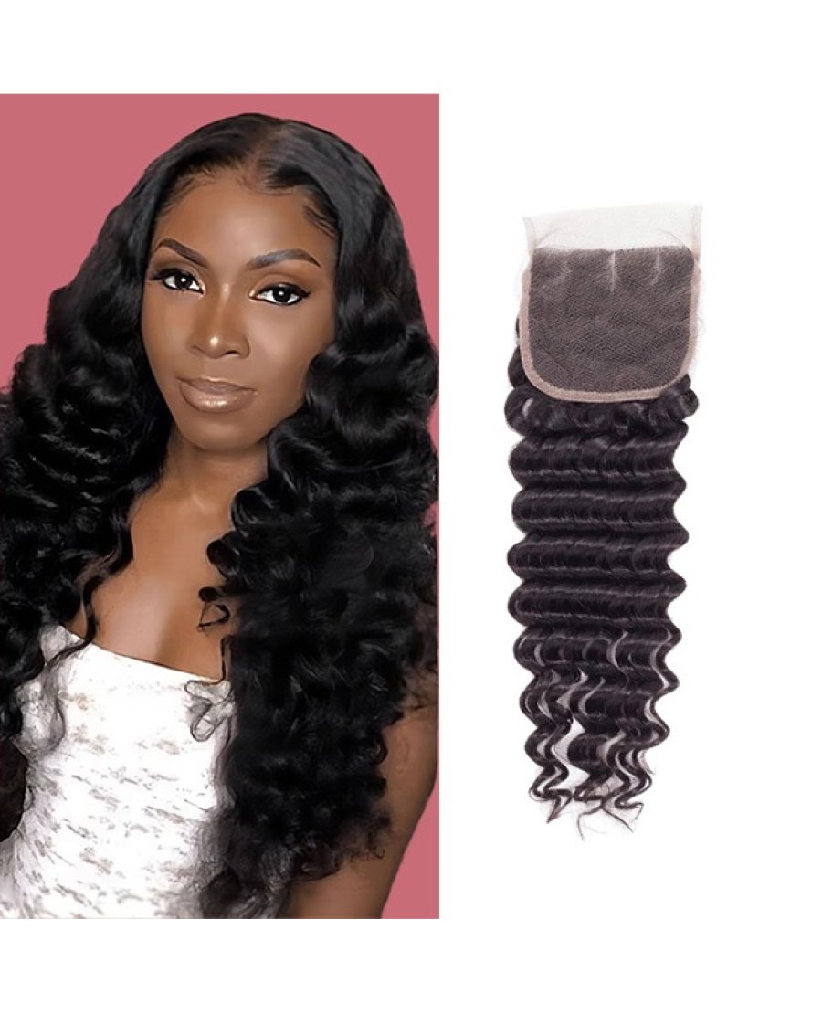 Brazilian Virgin Hair 4x4 HD Lace Closure Transparent Deep Wave