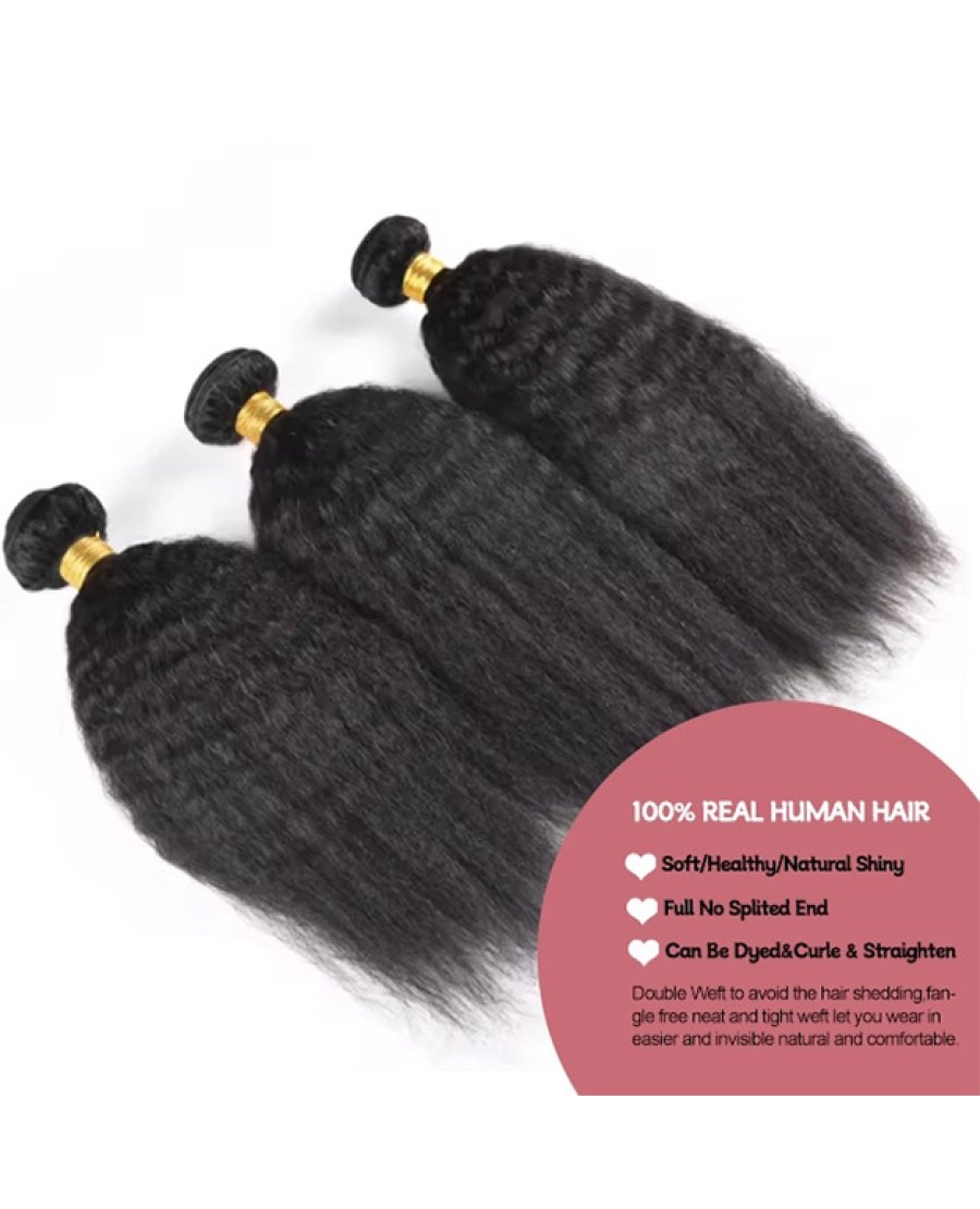 kinky straight virgin 100% human hair bundles