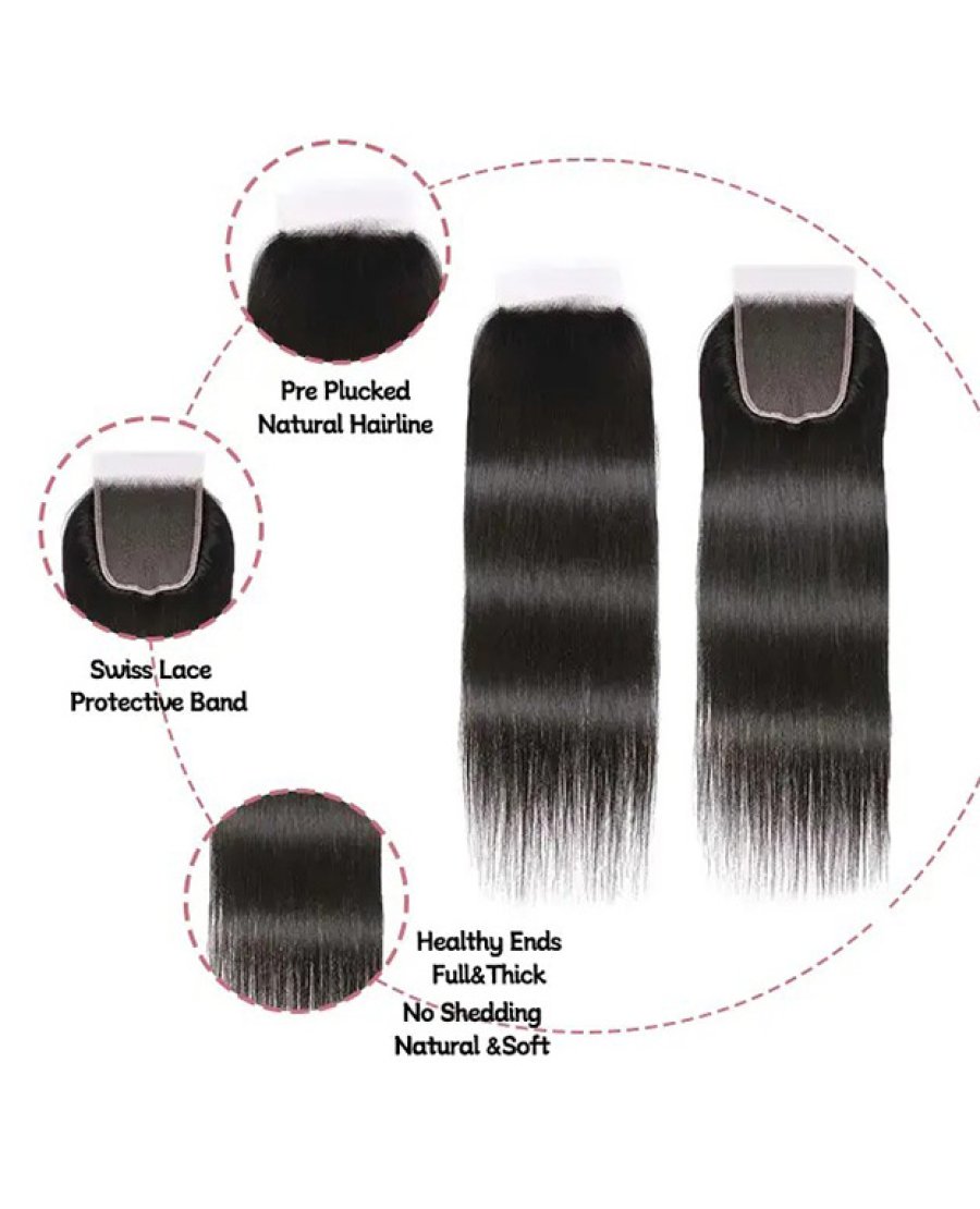 Brazilian Virgin 5x5 Lace Closure Straight Human Hair