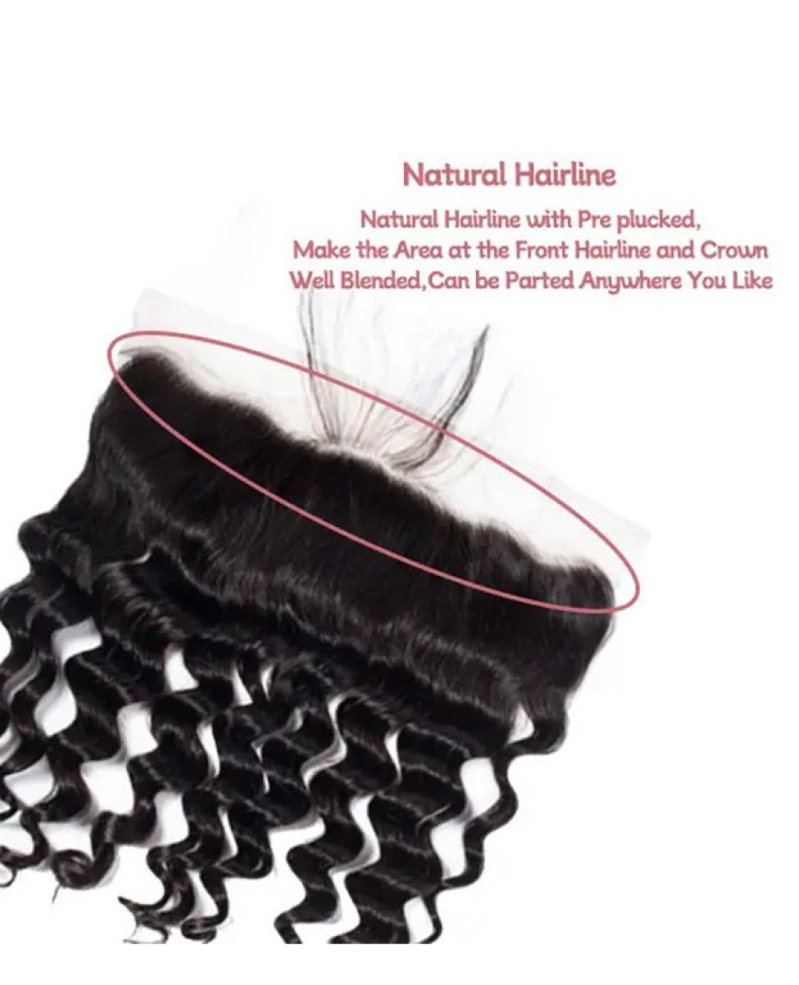 HD Transparent 13x4 Lace Frontal Straight Human Hair Loose Deep Wave