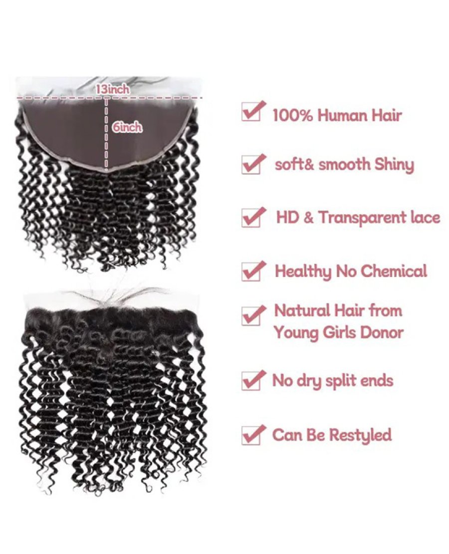 Brazilian Virgin 13x6 HD Lace Frontal Deep Part Deep Wave Human Hair