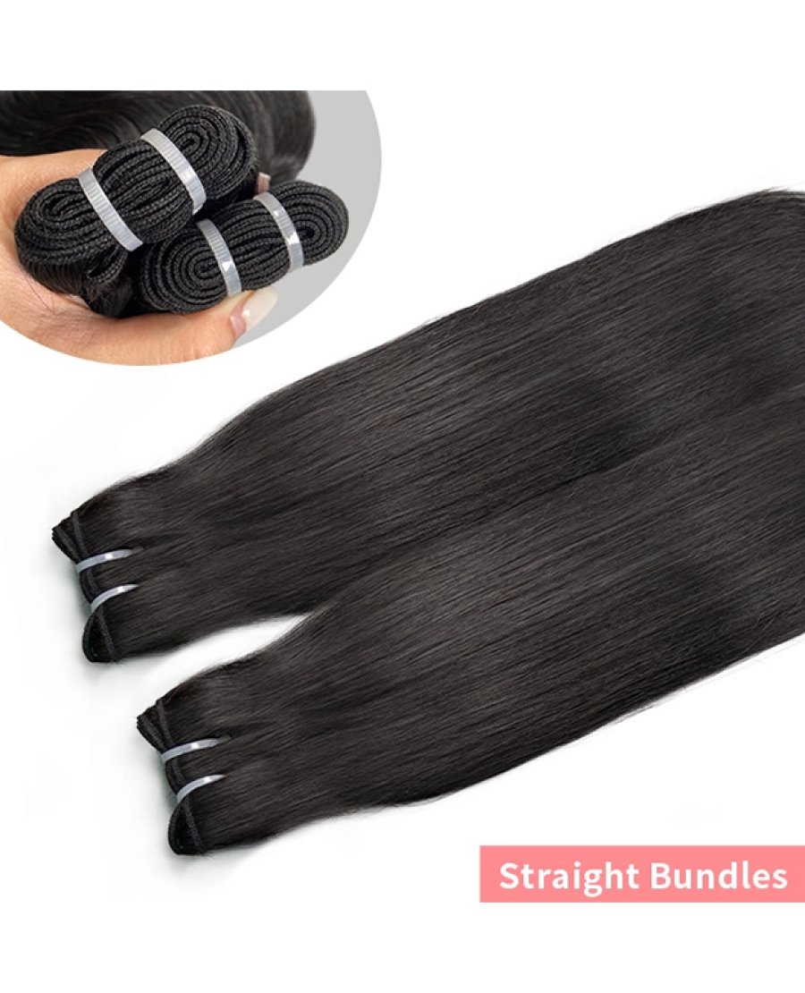 Straight virgin cuticle aligned 100% human hair bundles