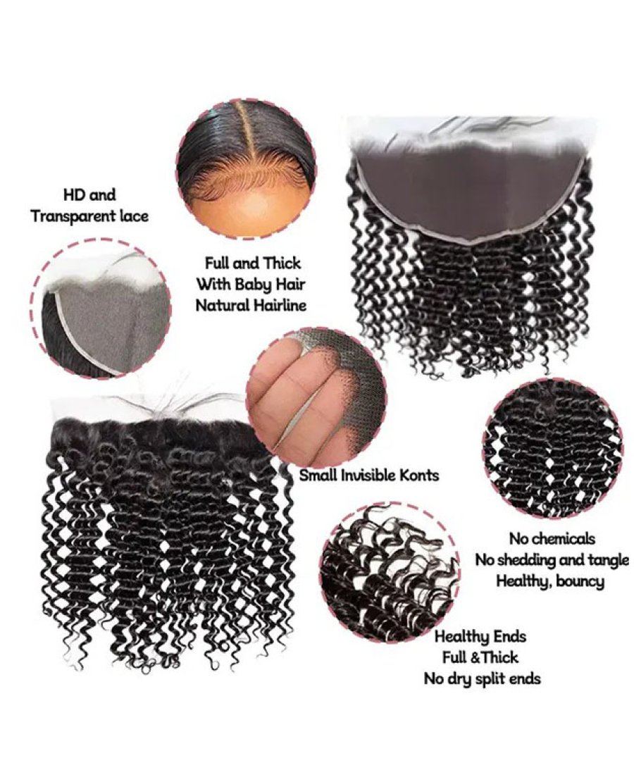 Brazilian Virgin 13x6 HD Lace Frontal Deep Part Deep Wave Human Hair