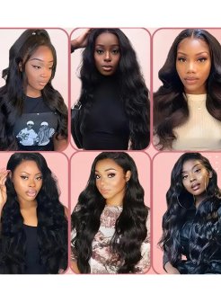 13x6 Lace Frontal Human Hair Pre Plucked Bleached Knots Body Wave 1B
