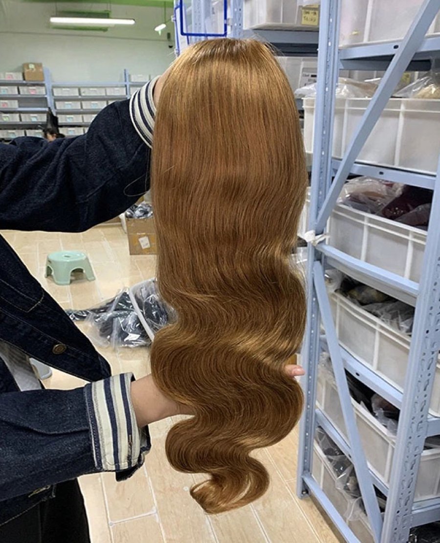 13x4 Lace Front Body Wave Wig Human Hair Pre Plucked Bleached Knots #8