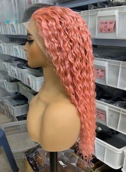 13x4 Brazilian Pink Water Wave Wig For Black Women