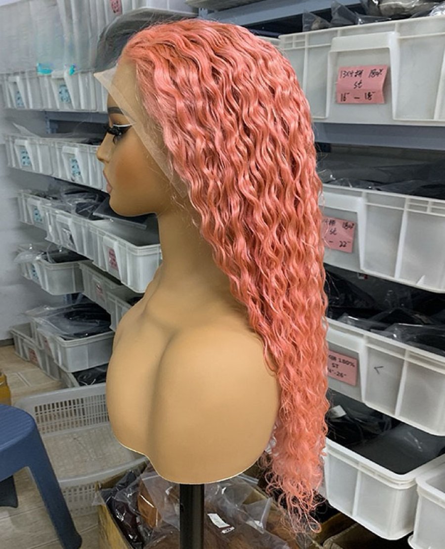 13x4 Brazilian Pink Water Wave Wig For Black Women