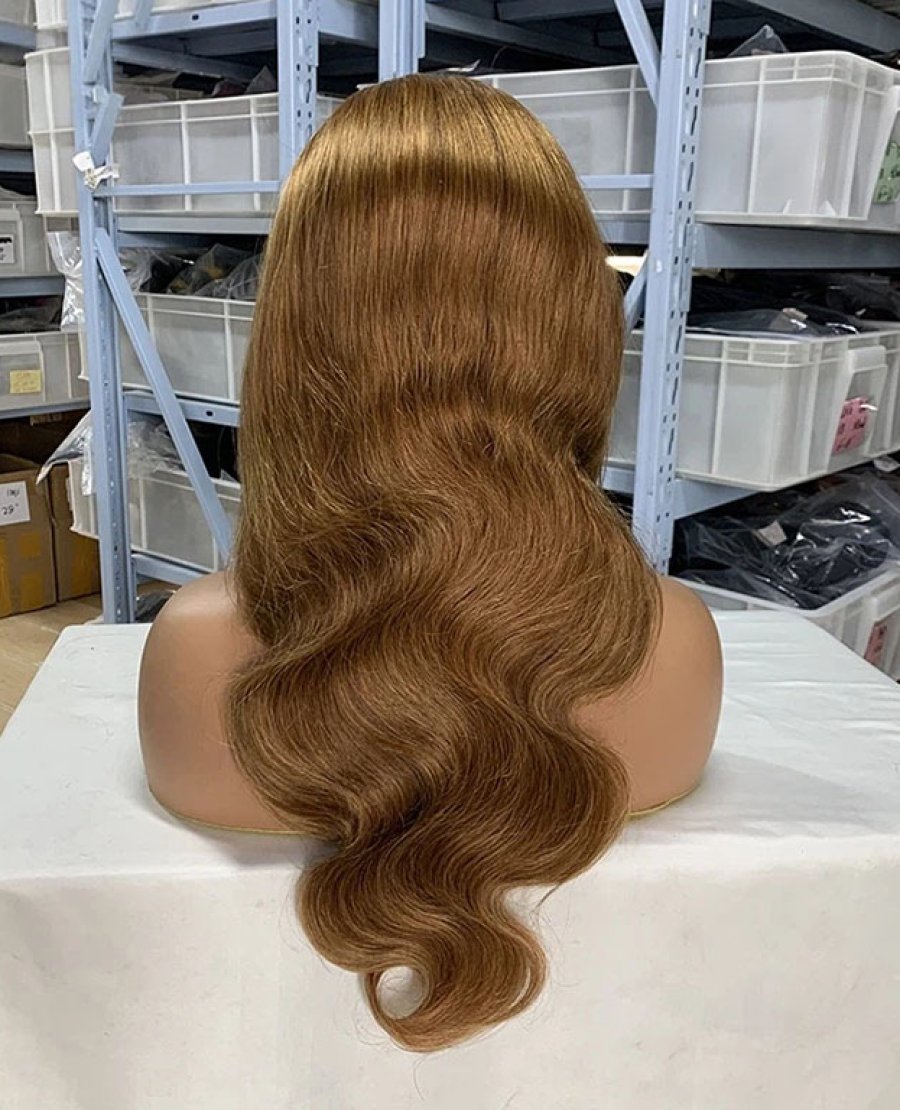 13x4 Lace Front Body Wave Wig Human Hair Pre Plucked Bleached Knots #8