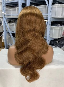 13x4 Lace Front Body Wave Wig Human Hair Pre Plucked Bleached Knots #8