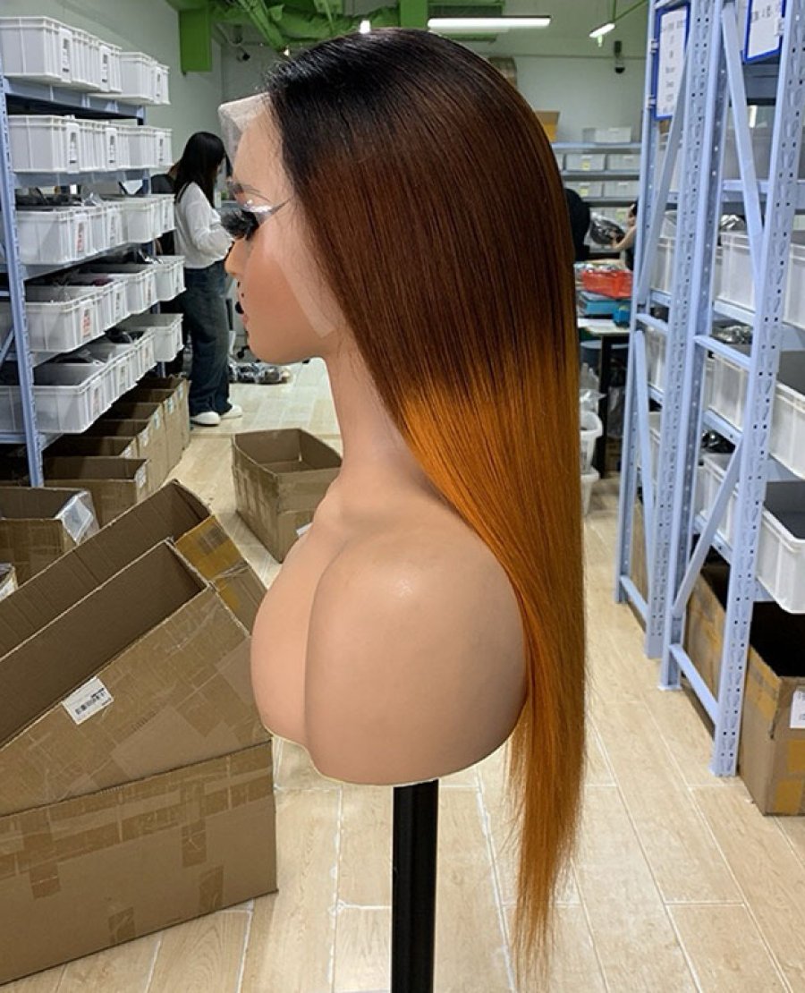 13x4 Full Frontal Glueless Human Hair WigT1b 4 350