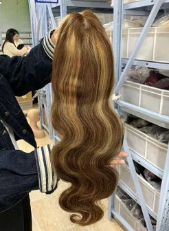 13x4 full frontal highlight color human hair wig