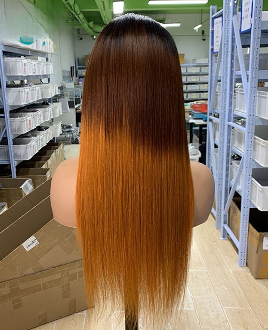 13x4 Full Frontal Glueless Human Hair WigT1b 4 350