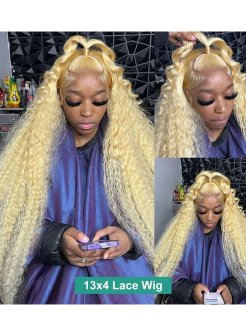 613 Blonde Color Deep Wave 13x6 HD Full Frontal Wig 180% Density Wig