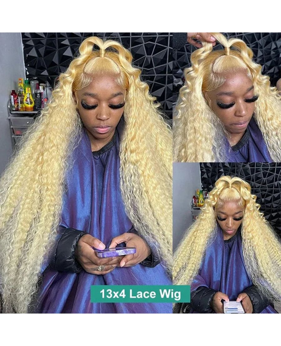 613 Blonde Color Deep Wave 13x6 HD Full Frontal Wig 180% Density Wig