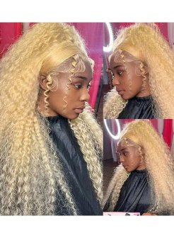613 Blonde Color Deep Wave 13x6 HD Full Frontal Wig 180% Density Wig