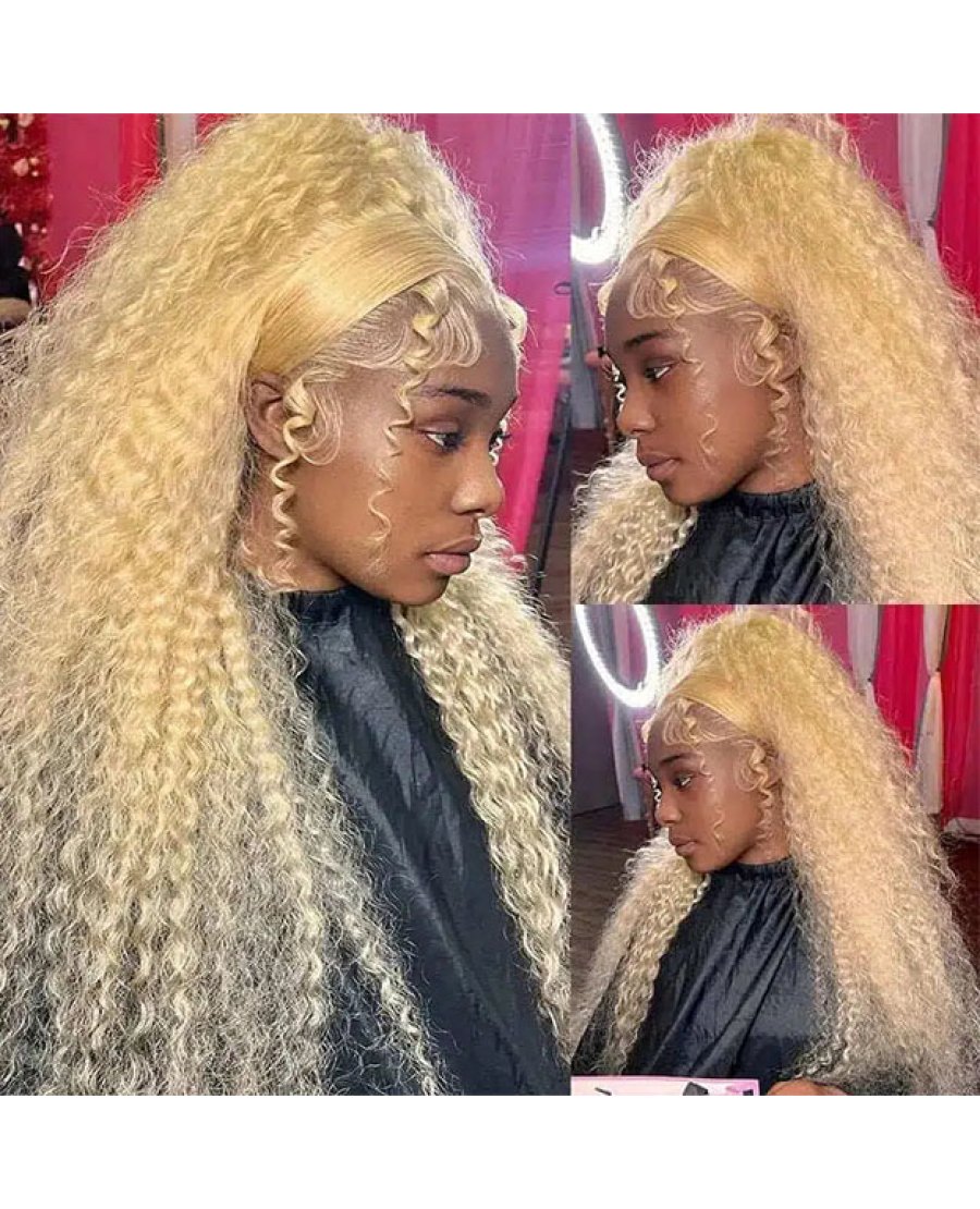 613 Blonde Color Deep Wave 13x6 HD Full Frontal Wig 180% Density Wig