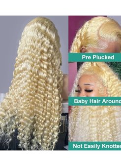 613 Blonde Color Deep Wave 13x6 HD Full Frontal Wig 180% Density Wig