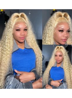 613 Blonde Color Deep Wave 13x6 HD Full Frontal Wig 180% Density Wig