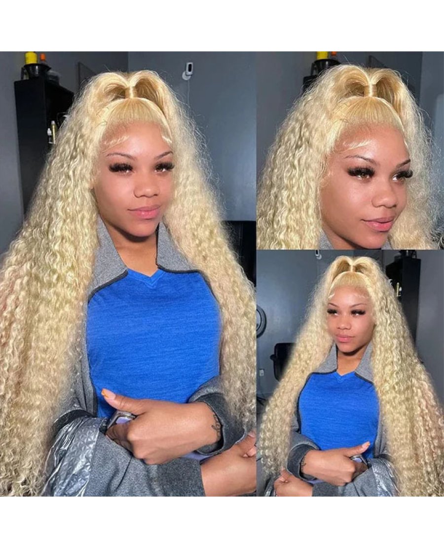613 Blonde Color Deep Wave 13x6 HD Full Frontal Wig 180% Density Wig