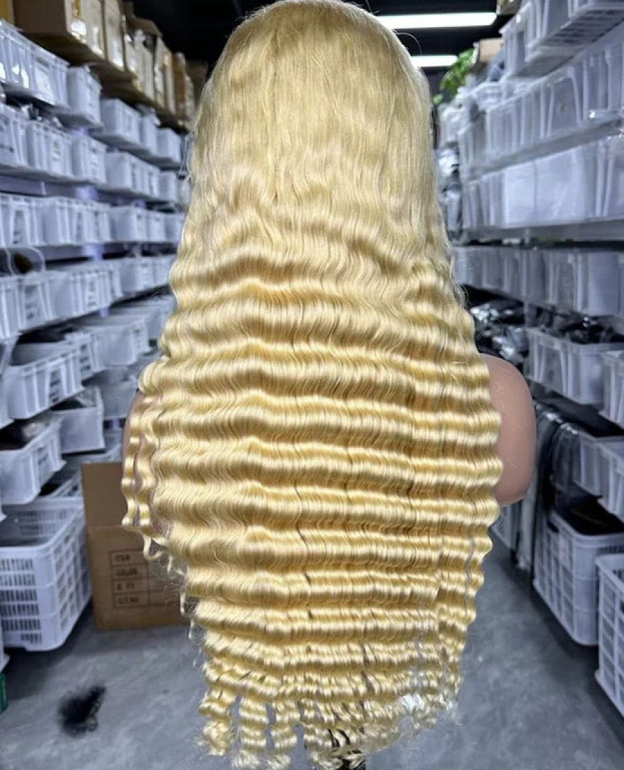 613 Blonde Color Deep Wave 13x6 HD Full Frontal Wig 180% Density Wig