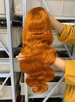 13x4 13x6 full frontal Ginger Color Body Wave Human Hair Wig