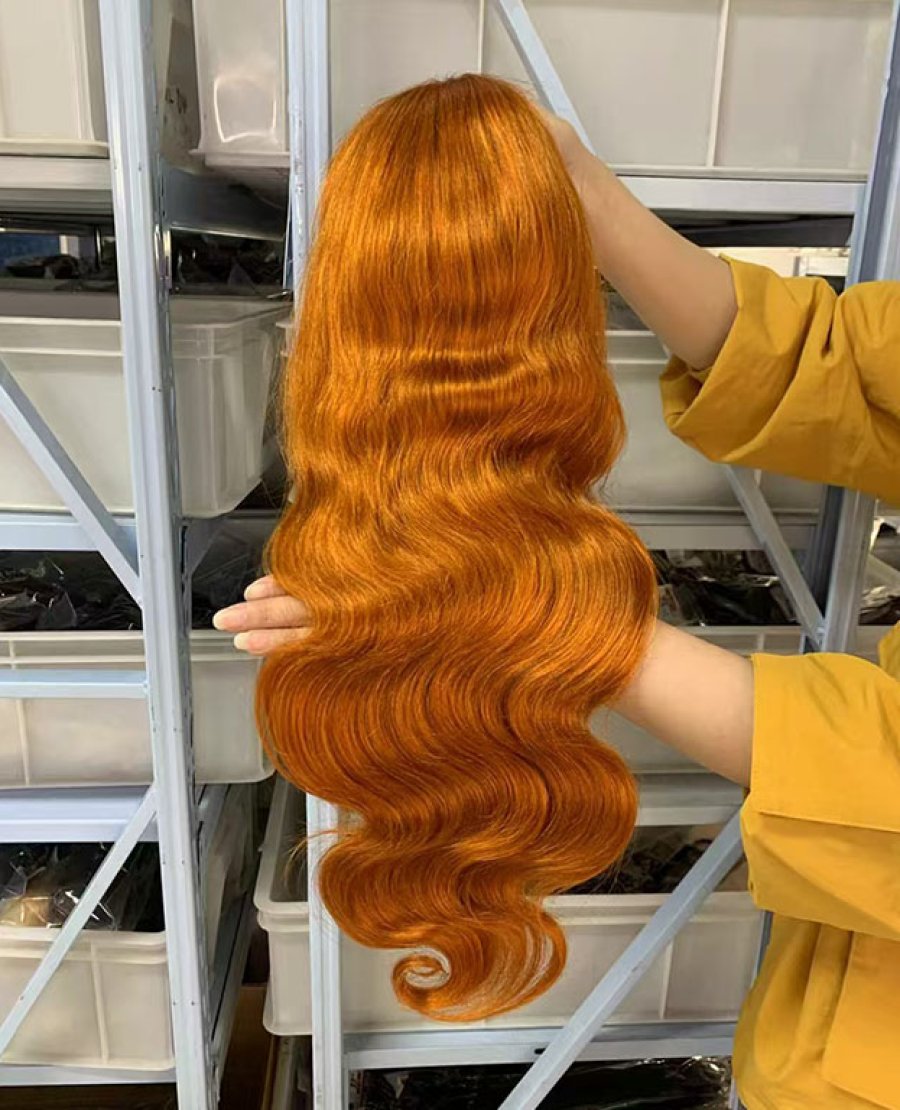 13x4 13x6 full frontal Ginger Color Body Wave Human Hair Wig