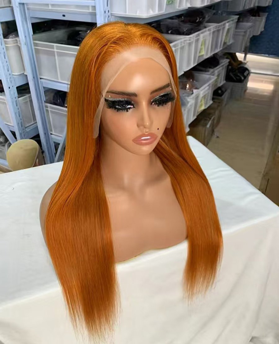 13x4 13x6 full frontal Ginger Color Straight Virgin Human Hair Wig