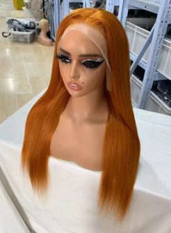13x4 13x6 full frontal Ginger Color Straight Virgin Human Hair Wig