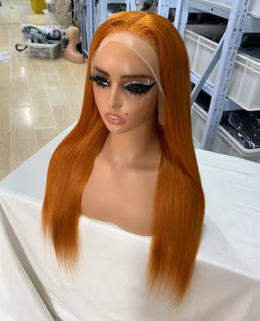 13x4 13x6 full frontal Ginger Color Straight Virgin Human Hair Wig